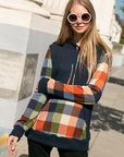 e Luna PLUS Plaid Mixed Hoodie Sweatshirt