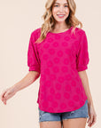 BOMBOM Textured Floral Pattern Top