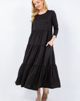 Celeste Full Size Tiered Midi Dress with Pockets