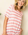 e Luna Striped Front Tie Top