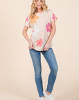 BOMBOM Floral Short Sleeve T-Shirt