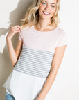 e Luna PLUS Striped Solid Color Block Top