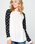 e Luna Polka Dot Solid Mixed Top