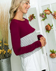 e Luna PLUS Solid Striped Colorblock Top