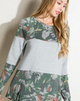 e Luna Floral Mixed Terry Tunic