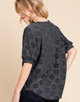 BOMBOM Textured Floral Pattern Top