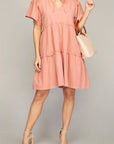 Tiered Mini Dress with Tie - Online Only