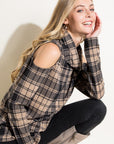 e Luna Plaid Turtle Neck Top