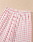 Pink Gingham Button-Front Pajama Set