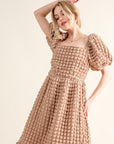 And The Why Full Size Square Neck Puff Sleeve Dress