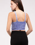 Zenana Washed Ribbed Cropped V-Neck Tank Top