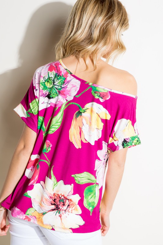 e Luna Floral One Shoulder Boxy Top