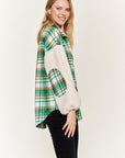 Jade By Jane Multi Plaid Fuzzy Sleeve Jacket