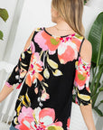 e Luna PLUS Floral Print Cold Shoulder Top