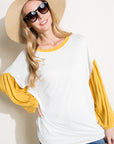 e Luna Color Block Volume Puff Sleeve Top