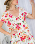 e Luna Allover Floral Print Babydoll Top