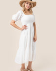 Lilou Tiered Long Dress with Puff Sleeves