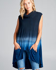 e Luna Ombre Sleeveless Turtle Neck Pocket Top