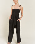 PLUS Jade By Jane Smocked Tie Strap Jumpsuit