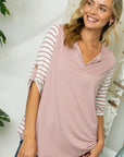 e Luna PLUS Mixed Split Neck Top