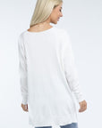 ZENANA Hi-Low Hem Front Seam Sweater