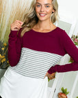 e Luna PLUS Solid Striped Colorblock Top