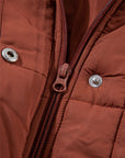 Solid Quilted Stand-Neck Zip-Up Buttoned  Puffer Coat