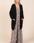 Mittoshop Open Front Long Sleeve Longline Cardigan