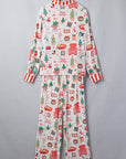 Christmas Morning Stripe-Trim Pajama Set — White