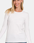 Zenana Full Size Solid Color Round Neck Long Sleeve T-Shirt