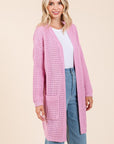 Mittoshop Open Front Long Sleeve Longline Cardigan