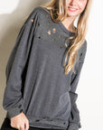 e Luna Distressed French Terry Sweatshirts