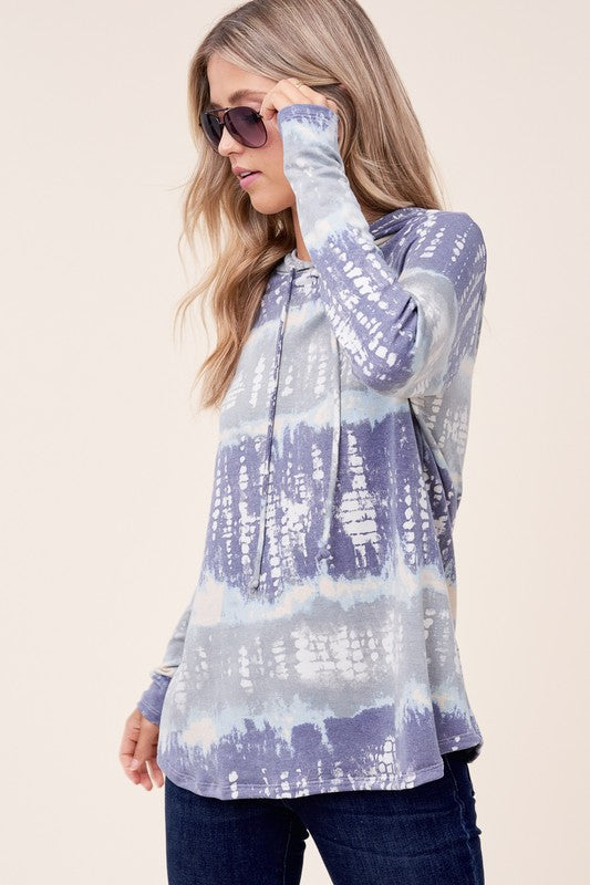 e Luna Terry Tie Dye Long Hoodie Top