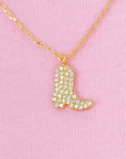Glam Cow Girl Boot Necklace