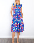 Be Stage Print Ruffled Midi Dress with Pockets