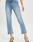 RISEN Full Size High Rise Distressed Cropped Straight Jeans