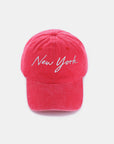 Zenana Washed Embroidered City Baseball Cap