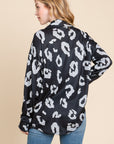 BOMBOM Animal Print Button Up Knit Shacket