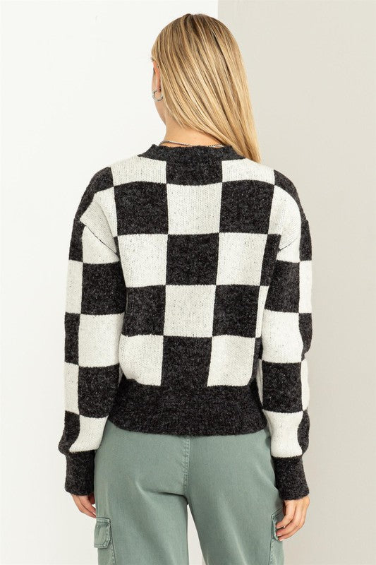 HYFVE Weekend Chills Checkered Long Sleeve Sweater