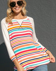 e Luna Multi Stripe Mix Baseball Top