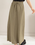 HYFVE Drawstring Washed Linen Maxi Skirt