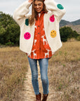 Davi & Dani The Fuzzy Smile Long Bell Sleeve Knit Cardigan