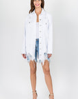 American Bazi Distressed Frayed Hem Denim Jacket