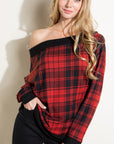 e Luna PLUS Plaid Off Shoulder Top