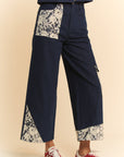 Davi & Dani Lace Applique Wide Leg Jeans