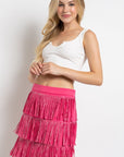 Rhinestone Suede Fringe Skirt