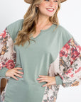 e Luna Floral Terry Mixed Boxy Top