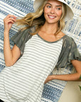 e Luna PLUS Striped Camo Twist Top