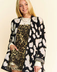 Davi & Dani Leopard Open Front Long Sleeve Cardigan