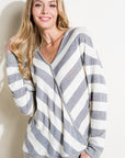 e Luna Hacci Slub Stripe V-Neck Top